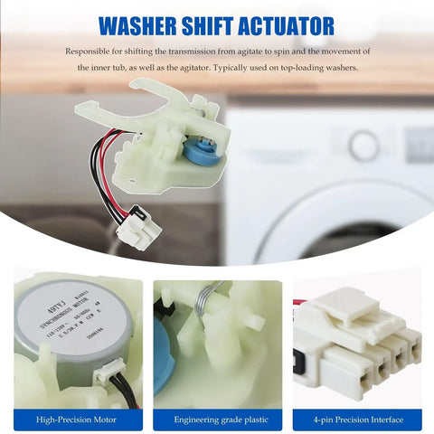 Washer Shift Actuator Replacement Kit 5 Piece For GE GTW490ACJ2WW GTW460ASJ6WW includes close-up of actuator mechanism