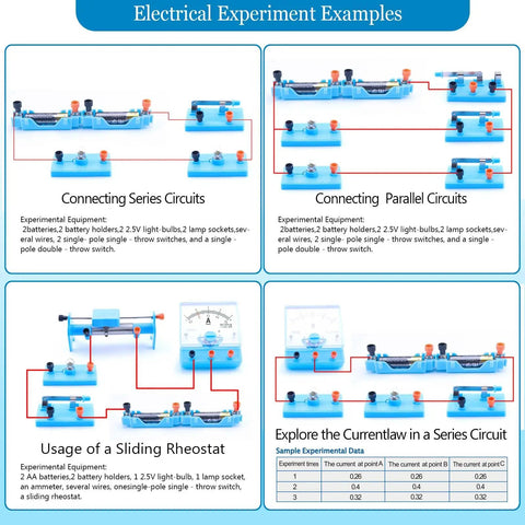 Electrical experiment examples from the Hands On Basic Electricity And Magnetism Lab Kit For High School Students