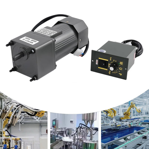 90W Variable Speed AC Gear Motor With 110V Single Phase Power 0-135 RPM Output 10K High Torque Includes Speed Controller And Gear Box