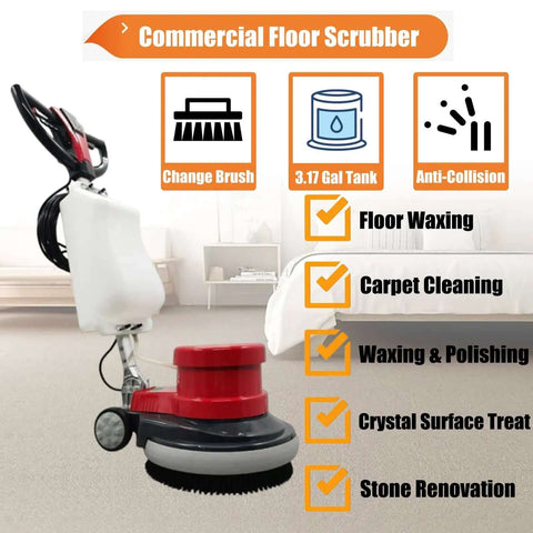 Commercial Floor Cleaning Machine 17 Inch Floor Cleaner And Polisher Industrial Scrubber Buffer with brushes on carpet