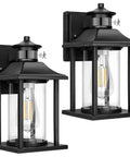 Two Pack Motion Sensor Outdoor Wall Lanterns With Dusk To Dawn Photocell, Waterproof Sconces For Porch, Entryway And Garage