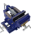 Six Inch Cross Slide Vise For Drill Press And Benchtop Milling with rugged cast iron body and serrated jaws for precise machining.