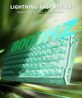 Compact Wired Esports Keyboard With Eight Kilohertz Polling And Rapid Trigger Tech in dynamic angle showing performance details.