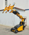 Built Tough Electric Vacuum Suction Lifter Cart With Rock Solid Support Legs For Easy Glass Assembly And Smooth Steel Plate Handling On Busy Construction Sites in action with 360-degree swivel heads.