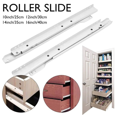 Heavy Duty Two Section Drawer Slides with Full Extension for Smooth Glides shown on kitchen cabinet