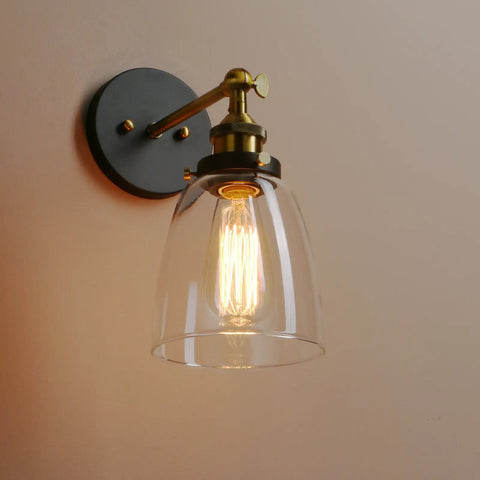 Vintage Style Clear Glass Wall Sconce Hardwired Vanity Light For Bathroom And Bedroom Hallway Cafe Rustic Farmhouse Wall Mounted Lamp