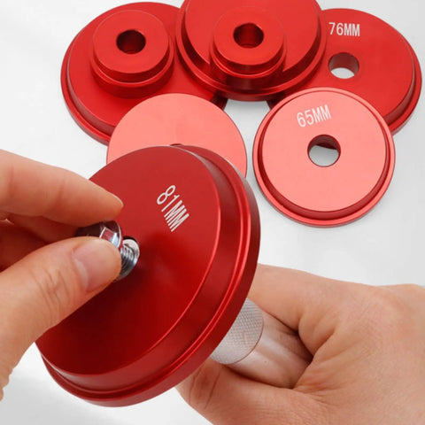Heavy 43 Pc Bearing Install Tool Kit With Seal Driver And Wheel Hub Repair Solid 6061 Aluminum Alloy For Smooth Garage Work And Quick No Sweat Repairs Crushing It On Auto Maintenance Grind Easier For Real Pros Wanting Top Rated Pro Gear, red 65mm, 76mm and 81mm alloy seal drivers