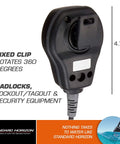 STD-CMP460 Speaker Mic For Most Handheld VHF Radios, 4.7-inch rugged microphone with fixed clip, 360-degree rotation