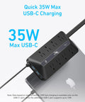 12 In 1 Power Strip With 900J Surge Protector And 35W Max Charging, 2 USB C Ports, 2 USB A Ports, And 8 AC Outlets For Home Office, Desk, And Travel Setups on laptop