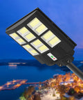 600W Solar Street Light Outdoor Waterproof Dusk To Dawn 60000 Lumens 6500K High Brightness LED Street Lamp on a pole