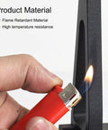 Testing flame resistance of Helping Hands Magnetic Soldering Station material with lighter flame, showing durability and safety features.