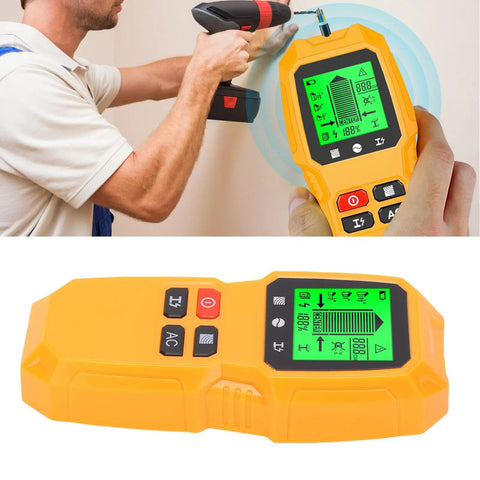 FTVOGUE Wall Detector with LCD Display, Battery Powered Stud Finder being used by a person to locate studs in a wall.