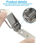 Close-up of Beefy 4 Pack Spring Loaded Toggle Hasp Latch Set 87mm stainless steel with spring detail and locking mechanism.