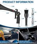 Front view of black Senduzll Tornado car cleaning gun with aluminum alloy nozzle and brush attachment for air compressor
