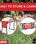 All In One Garden Kneeler And Seat Bench With Tool Bag Pouch And Foam Pad Cushion Lightweight Foldable Workseat open and folded view
