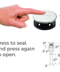Push And Seal Drain In Polished Chrome, Quick Three-Part Install, No Fuss Press To Seal, Leak-Proof Compression Seal diagram