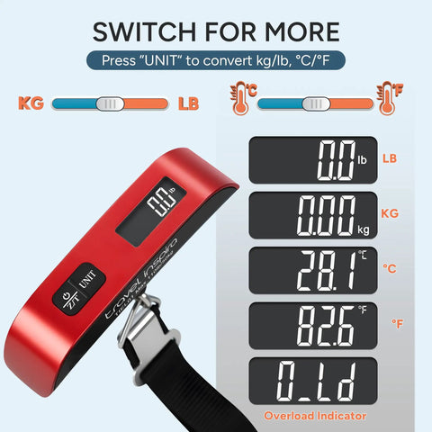 Portable Digital Luggage Scale For Travelers Keep Suitcases Baggage Fee Free And Make Boarding A Breeze Every Time A Solid Ace In The Bag For Airport Weight Checks With One Hundred Ten Pound Max Capacity And Slim Profile