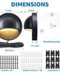 Dimensions of 12 Pack Low Voltage LED Deck Lights With FastLock2 Connectors, 12-24V AC DC, 3000K Warm White, Anti Glare, Die Cast Aluminum, IP65 Waterproof Landscape Step Lights For Decks Steps And Fences, 50,000 Hour Lifespan.
