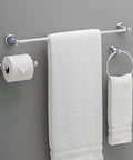 All In One 3 Piece Polished Chrome Bathroom Set With Towel Bar Towel Ring And Toilet Paper Holder For A Clean Modern Or Vintage Look