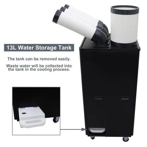 Heavy Duty Industrial Portable Air Conditioner 22500 BTU Mobile Spot Chiller with 13L removable water storage tank