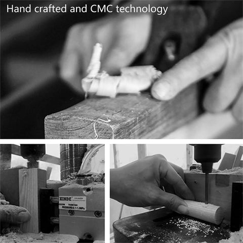 Handcrafted woodworking with CMC technology, focus on hand planing and precision machine tools in progress.