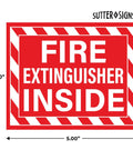 Fire Extinguisher Inside Stickers No Brainer Self Adhesive Weatherproof Vinyl Decals For Indoor And Outdoor Use On Cars Trucks RVs And Other Vehicles Bright Red High Visibility Safety Labels 5x4 inches