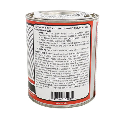 Back view of 48 Oz Metal Dent Filler And Patching Epoxy Ready To Use Durable Putty container with usage instructions visible.