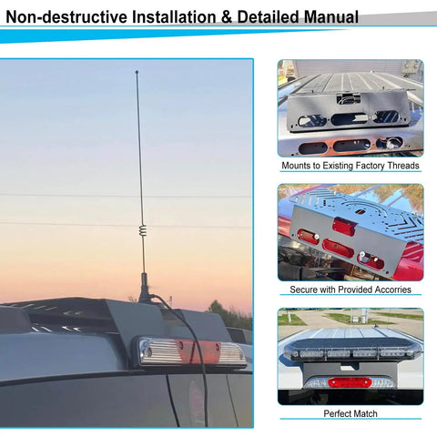 Drill Free Metal Light Bar Cab Mount For Ford F-150 2015 And Up And Ford F-250 F-550 2017 And Up Bolt On Mount installation example.