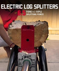 Do It All 2 In 1 Electric Log Splitter And Wood Chipper Bundle in action, splitting a large log with 6.5-ton force.