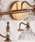 Matte Brass Three Light Vanity Light Over Mirror Modern Wall Sconce Fixture For Bathroom Bedroom Dressing Room And Living Room With Flower Shaped Design