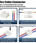 Diagram of Push In Wire Connectors Kit 2A 250V No Fuss Quick Snap In Electrical Connectors 2 Pin 3 Pin Insulated Housing
