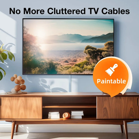 TV stand with hidden cables using Cord Cover Wall Mount Kit 157In Beige Low Profile Cable Raceway Hider for TV Cables
