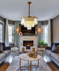 Dope Modern Crystal Chandelier Lighting Fixture With K9 Crystals Round Pendant Ceiling Light For Living Room, Chrome Finish