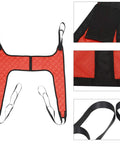 Super Soft Patient Lift Sling For Shower And Bathroom Use includes divided U design in red polyester mesh for comfort.