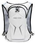 Lightweight Hydration Backpack For Running And Hiking With 1.5L Water Reservoir, snug fit vest, white low profile design