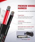 Beefy Heavy Duty Wiring Harness Kit 14 AWG with detailed view of copper wires and insulation for LED light bar.