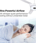 60 Inch Smart Ceiling Fan With Light And Remote Alexa Google Siri Compatible Low Profile Modern Ceiling Fan in bedroom