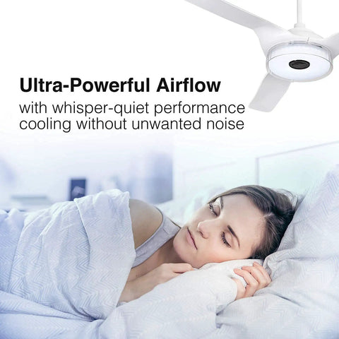 60 Inch Smart Ceiling Fan With Light And Remote Alexa Google Siri Compatible Low Profile Modern Ceiling Fan in bedroom
