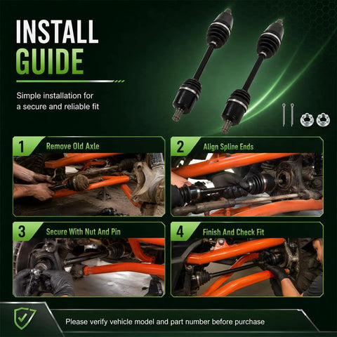 Install guide for Top Notch Front Cv Axle Drive Shaft Perfect Fit For Polaris Ranger Crew Exp 1000 Plus Rze R S Models.