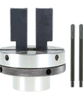 Beefy 3.25 Inch Wood Lathe Chuck With 1 X 8 TPI Pre Threaded Mount, two tightening rods, reversible jaws visible