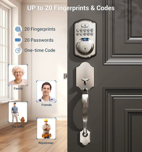 Smooth Keyless Entry Into The House Daily Without Breaking A Sweat Thanks To This Biometric Fingerprint Deadbolt Lock Featuring A Robust Nickel Handle Set For Lightning Fast Pin Code Access And Zero Headaches Down The Road