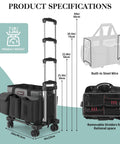 Rolling Cleaning Caddy On Wheels With Hard Bottom And Wearable Tote Handles Four Carry Options Grey with product specifications