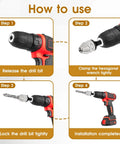Installation steps of Two Pack Keyless Drill Chuck Set For Impact Driver With Quick Change One Quarter Inch Hex Shank Dual Size Chucks