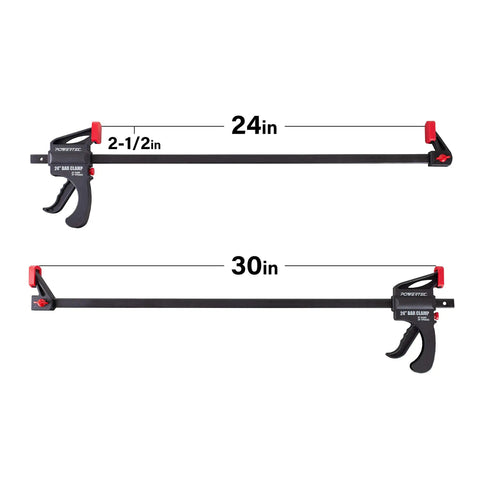 24 Inch Quick Release Bar Clamp With 30 Inch Spreader, Ratcheting Design, One-Hand Quick Release, 2 Pack For Woodworking