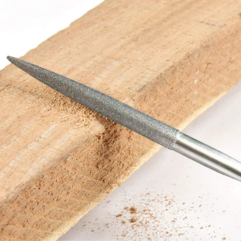 Mini Diamond Needle File Set, 10 Piece, 6 Inch Total Length, 150 Grit, round file shaping wood with grippy handle