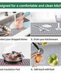 Silicone Sink Protector Mat For Kitchen Sink 28x15 Inches Heat Resistant No Slip Grid used in various kitchen scenarios.