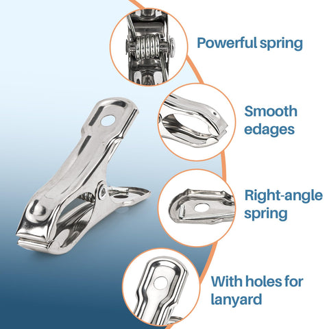 Heavy Duty Stainless Steel Garden Clips 50 Pack For Greenhouses With 2 Inch Long Grips, strong spring detail view