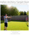 Person using Backyard Archery Target Stand With Adjustable Heights And Ground Pegs in backyard