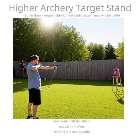 Person using Backyard Archery Target Stand With Adjustable Heights And Ground Pegs in backyard