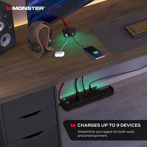 Vertex Dope Surge Protector With Detachable USB Power Strip, Six AC Outlets, Two USB A Ports And One USB C Port on desk setup